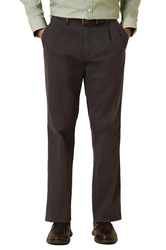 Men Brown Solid Casual Trousers
