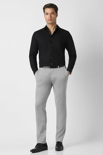 Men Grey Solid Formal Trousers