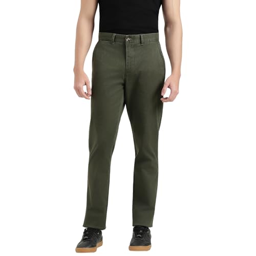 United Colors of Benetton Relaxed Fit Mid Rise Solid Trousers (Size : 42) - 26P4CTWB1002I903 Olive