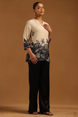 Soch Womens Off White Muslin Floral Tunic