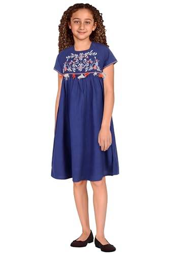 Allen Solly Girl's Cotton Modern Knee-Length Dress (AGDRPRGFG05623_Navy