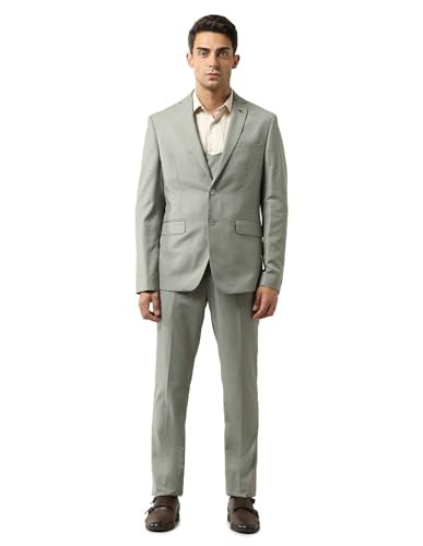 Arrow Men's Polyester Business Suit Pants Set (ARAISU5605_Medium Green