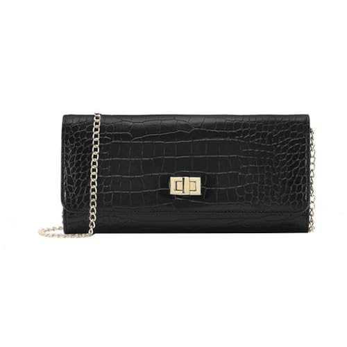 Lavie Lx Glossy Synthetic Zipper Closure Women's Clutch (BLACK, LARGE)