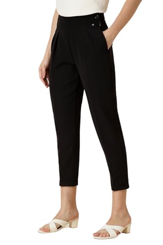Allen Solly Women Black Regular Fit Solid Formal Trousers