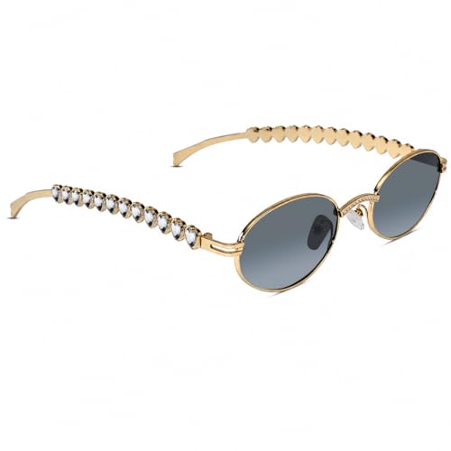 ELINE Luxury Golden Oval Sunglasses for Women | Premium UV Protected Fashion Sunglasses | Stylish Lightweight Designer Shades for Driving, Travel, Beach & Outdoor Wear (Black)