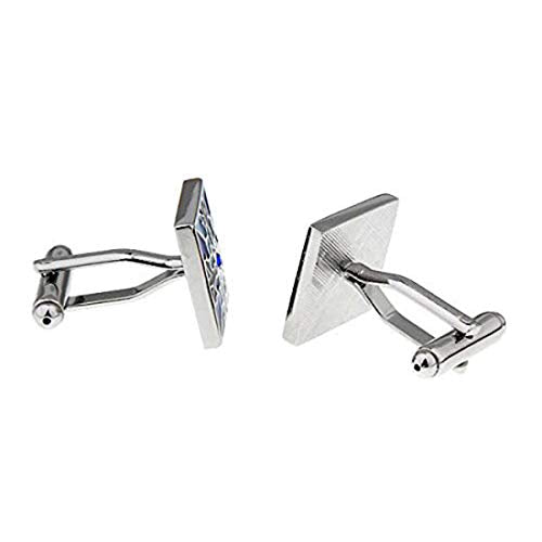 Peora Classic Blue Flower Pattern Square Cufflinks for Men Business Corporate Wedding Gift