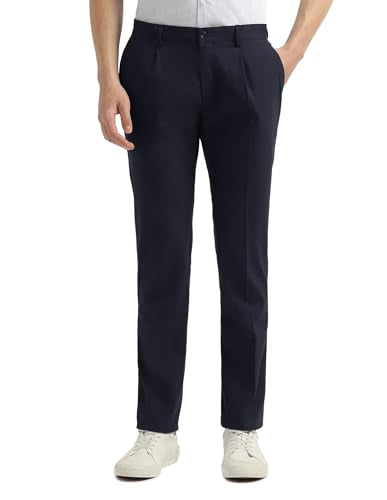 Arrow Newyork Men's Twill Pleated Front Trousers (ANAKTR2335_Navy_32)