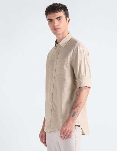 Tommy Hilfiger Mens Beige Color Shirt (XL)