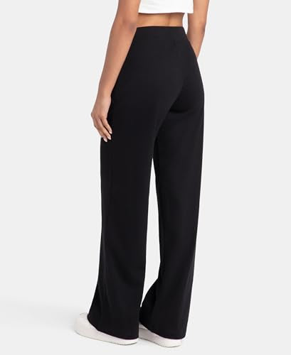 Jockey U102 Women's Super Combed Cotton Rich Relaxed Fit Wide Leg Pants with Zipper Pockets_Black_L