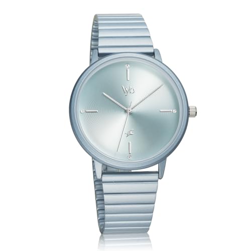 Fastrack Vyb Quartz Analog Light Blue Dial Stainless Steel Strap Watch for Women-FV60021KM03W