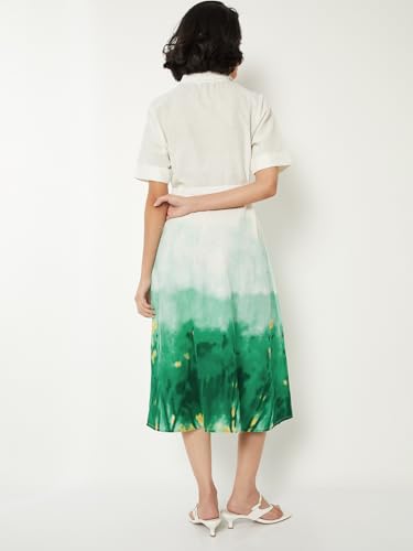 Max Women Printed Shirt Dress (White_M)