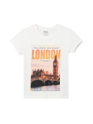 Max Girls Printed T-Shirt (White_9-10 Y)