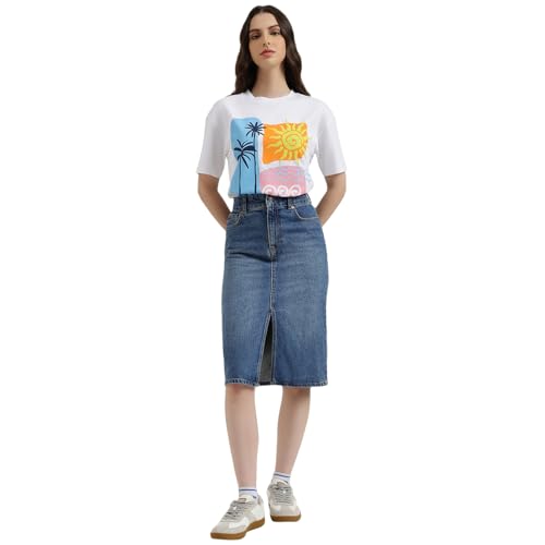 United Colors of Benetton Round Neck Printed T-Shirt (Size: L) - 26P3099W3308I101 White