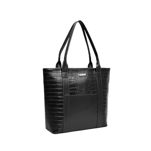 Fastrack Chic Textured Tote Bag for Women | Stylish Casual Bag for Ladies, Women, Girls | Trendy Everyday College Bag Made of Faux Leather (Black)