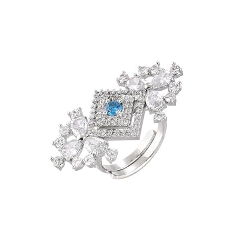VOYLLA Before Sunrise Statement Ring, Rings For Women, American Diamond, Party, Wedding, Festive, Gift For Women, (Aqua)