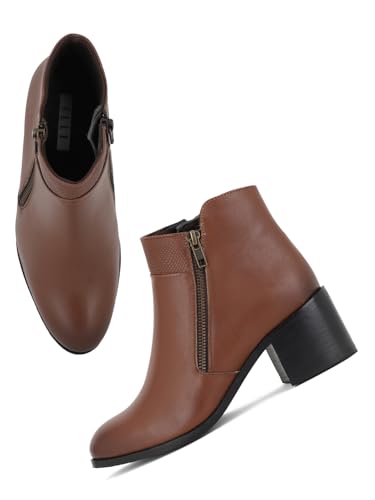 Elle Women's Zip Boots Colour-Tan, Size-UK 8