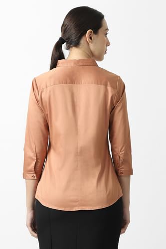 Van Heusen Women Peach Solid 3/4th Sleeves Formal Shirt