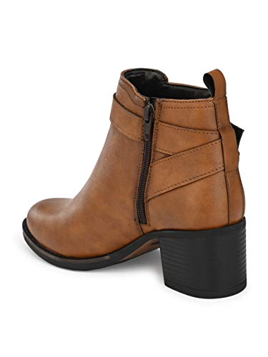 Delize Women mid Heel, Pointed Toe Ankle Boots (41, Tan)