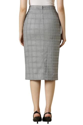 Allen Solly Women Grey Check Formal Skirt