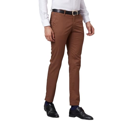 Raymond Men's Contemporary Fit Cotton Blend Solid Pattern Flat Front Casual Trouser (Size: 40)-RCTL00519-O5