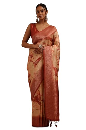Soch Womens Earth Dola Silk Floral Saree With Zari Woven