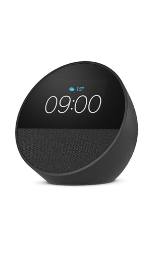 Amazon Echo Spot (latest model), Smart alarm clock with vibrant sound, Alexa and Bluetooth | Black