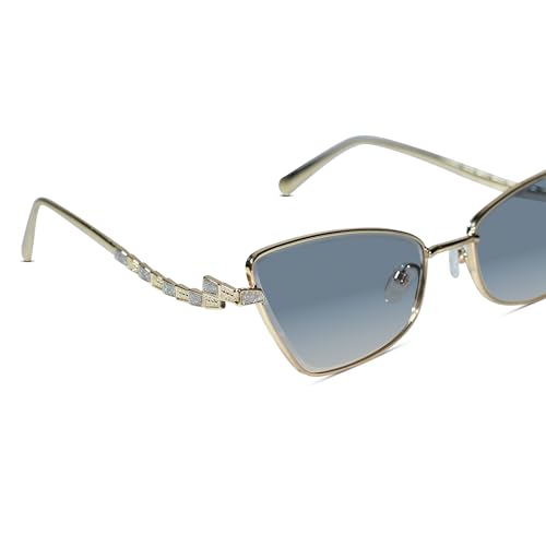 Luxury Premium Gold Cat Eye Sunglasses for Women | UV Protected Stylish Fashion Sunglasses | Lightweight Designer Shades for Driving, Travel, Beach & Outdoor Wear