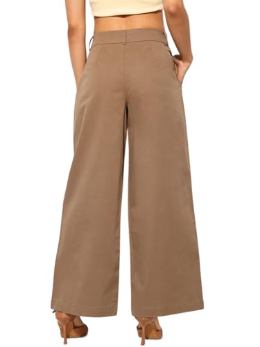 ONLY Women Flared High-Rise Brown Pants