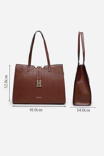Allen Solly Womens textured brown HANDBAG