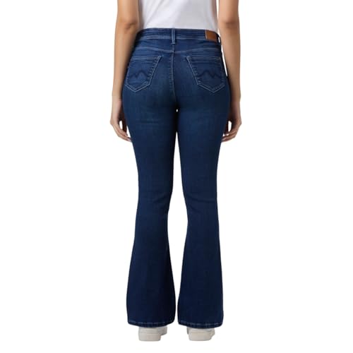 Women Blue Mid Waist Flared Fit Powerflex Jeans