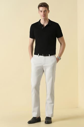 Men White Solid Casual Trousers