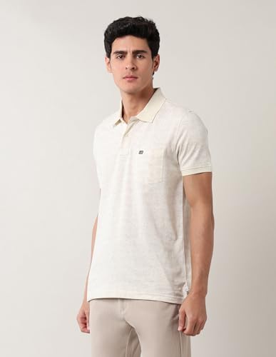 Arrow Sports Men's Floral Regular Fit Polo Shirt (ASAJTS3487_Stone