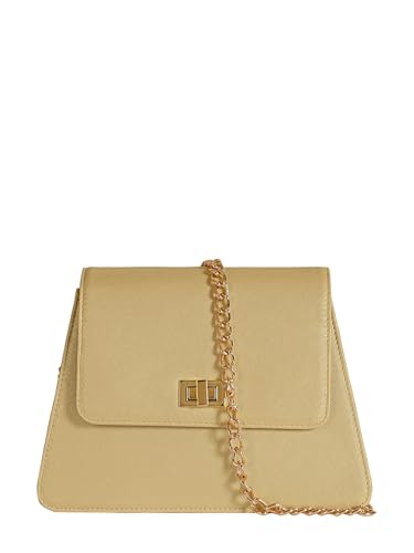 eske Sofia Vegan Leather Shoulder Bag (Gold Saffiano)