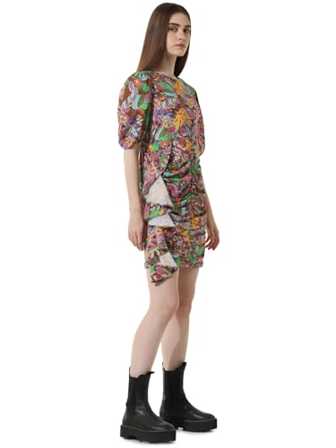 ONLY Women Printed Cotton Above Knee Multicolor Bodycon Dress