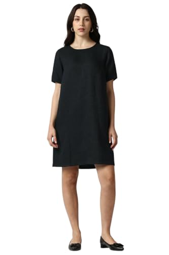 Van Heusen Women's Polyester Modern Above The Knee Dress (VWDRFRGFE55904_Black