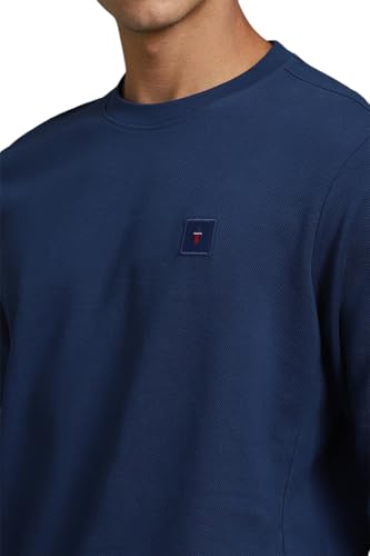 Louis Philippe Men Casual Blue Textured Sweatshirt