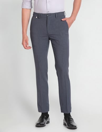 Arrow Mid Rise Flat Front Trousers Dark Grey