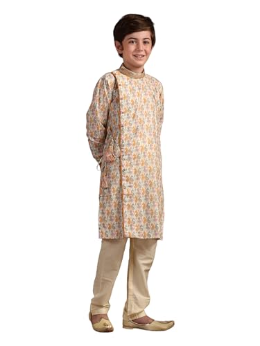 Manyavar Boys Beige Blended Cotton Kurta Pyjama Set(2-3 years)