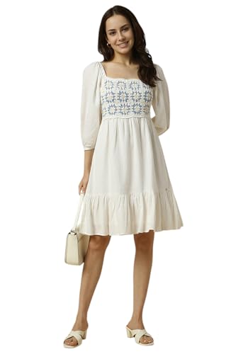 Allen Solly Women White Textured Casual Dress
