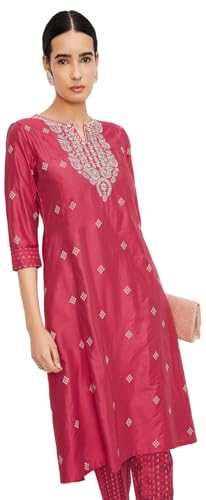 Max Women's Polyester Blend Kurta Set (CTKST42072RED_Red