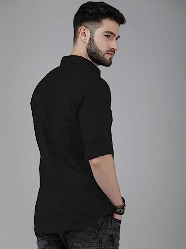 OTUS Slim Fit Casual Shirt For Men|| Latest Shirt For Men|| Shirt For Men Stylish Latest || Men Solid Formal Shirt (Black; X-Large)