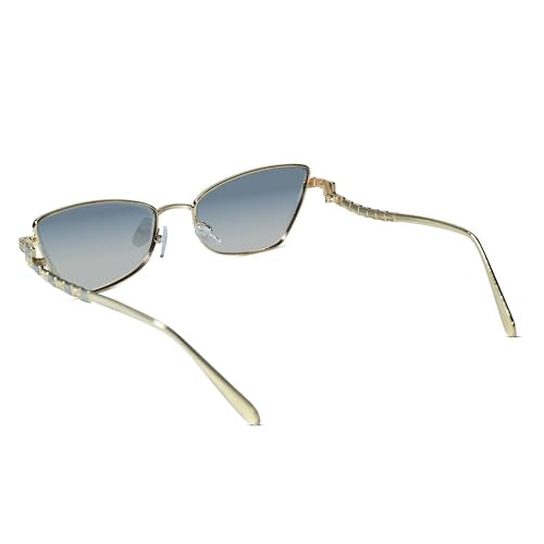 Luxury Premium Gold Cat Eye Sunglasses for Women | UV Protected Stylish Fashion Sunglasses | Lightweight Designer Shades for Driving, Travel, Beach & Outdoor Wear