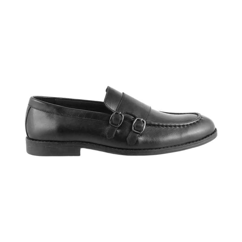 tresmode Bondy Black Men's Double Monk Shoes in Size 11 UK (45 EU)