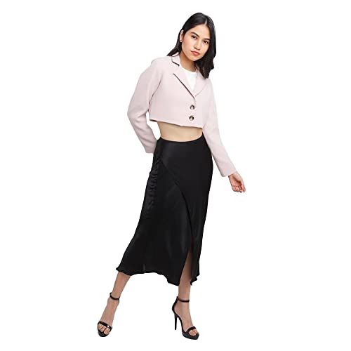 Zink London Women's Pink Solid Cropped Blazer