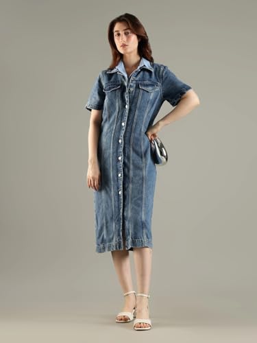 Lyocell Spread Collar Lace Dress