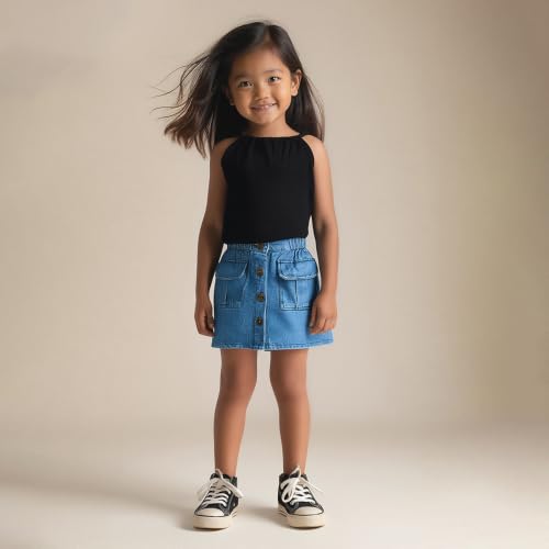 Hopscotch Girls Cotton Solid T-shirt and Skirt Set In Black Color For Ages 12-24 Months (JIG-3082397)