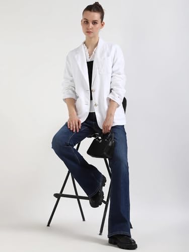 Tommy Hilfiger Women's Regular Blazer (S25HWOT016-38_Th Optic White