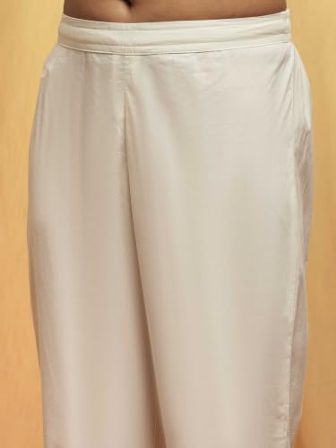 BIBA Cotton Silk Solid A-Line Festive Kurta With Palazzo And Dupatta