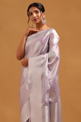 Soch Womens Lavender Tissue Ethnic Motifs Zari Woven Saree