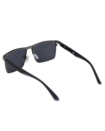 Carlton London Premium Metallic with Black Toned & Polarised Lens Square Sunglass for men